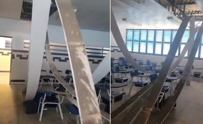 Teto da sala de aula desabou