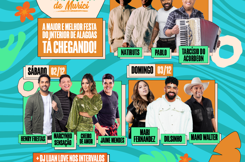 Confira a programação musical da Festa da Natureza de Murici 2023
