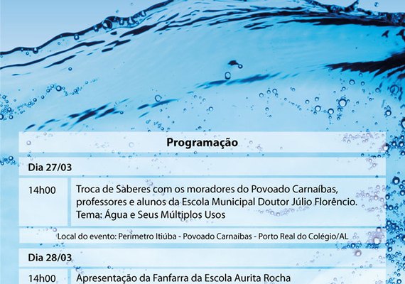 Água será tema de atividades de educação ambiental em perímetros da Codevasf em Alagoas