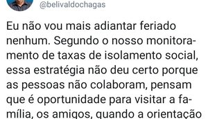 GOVERNADOR FERIADO TWITTER / Foto: Reprodução Twitter