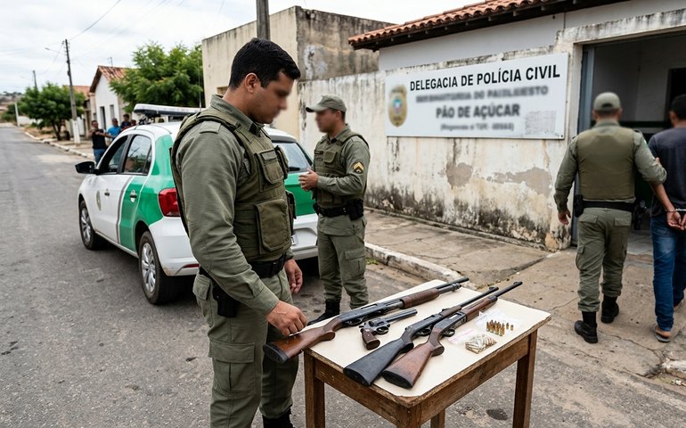 PM apreende quatro armas de fogo com suspeito de violência doméstica em Pão de Açúcar