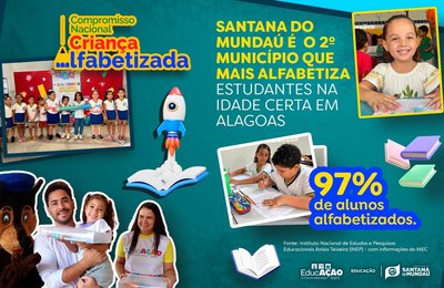 Santana do Mundaú é o 2º município de Alagoas que mais alfabetiza na idade certa