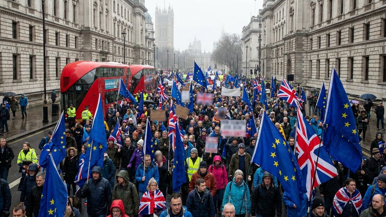 Manifestantes marcham hoje em Londres pelos 10 anos do Brexit e defendem retorno do Reino Unido à União Europeia