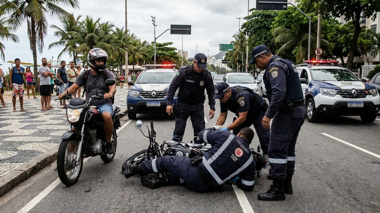 Motociclista flagra guarda municipal atropelado no Rio de Janeiro