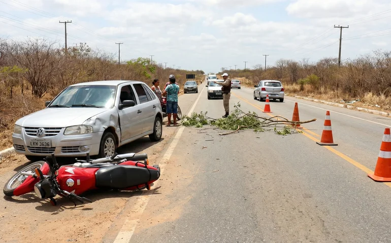 Motociclista fica ferido após colisão com carro em trecho da BR-316 próximo ao Cisp de Palmeira dos Índios