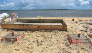 Obra de marcação e delimitação para ancoragem é iniciada no Rio Vaza-Barris em Aracaju / Foto: Foto: PMA/Divulgação
