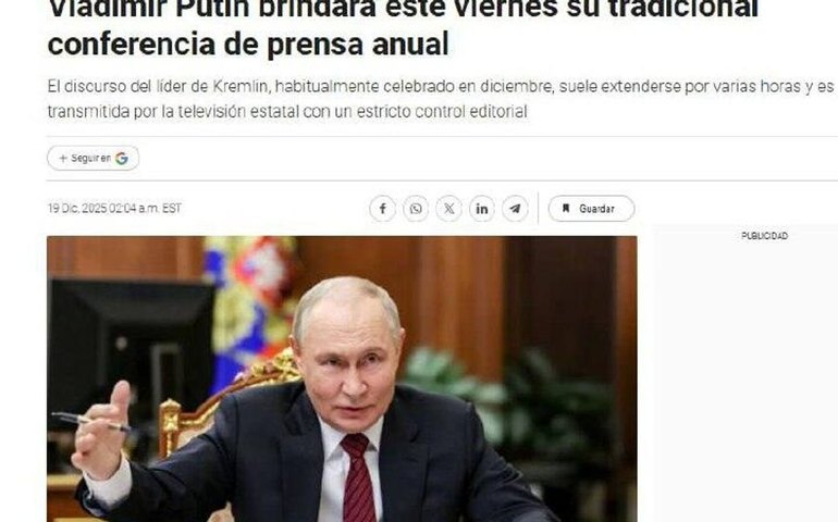 Putin domina as principais manchetes da mídia internacional