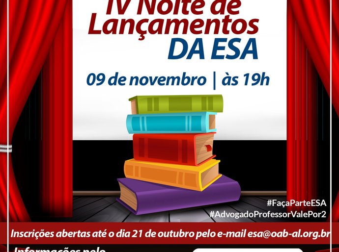 ESA convida advogados autores para a IV Noite de Lançamento de Livros