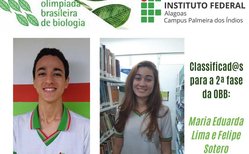Estudantes do Ifal Palmeira são classificados para 2ª fase da Olimpíada Brasileira de Biologia