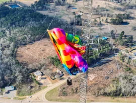 Bombeiros resgatam balonistas presos em torre de 274 metros de altura