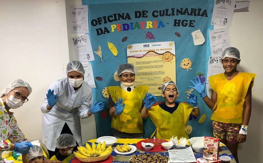 Crianças na Pediatria do HGE aprendem que diversão e sabor combinam com saúde