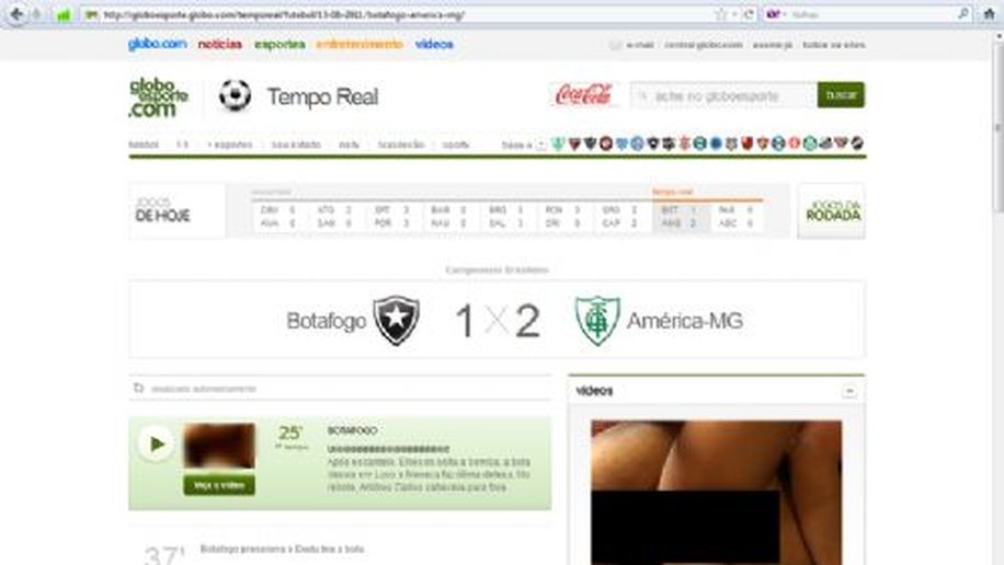 Gafe: Portal da Globo exibe filme pornô no tempo real de partida de futebol