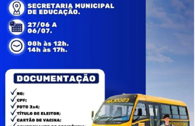 Educação de Major Izidoro fará recadastramento de usuários do transporte universitário
