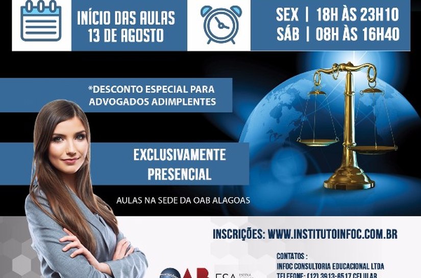 OAB/AL oferece novo curso de Pós-Graduação em Prática de Processo Civil