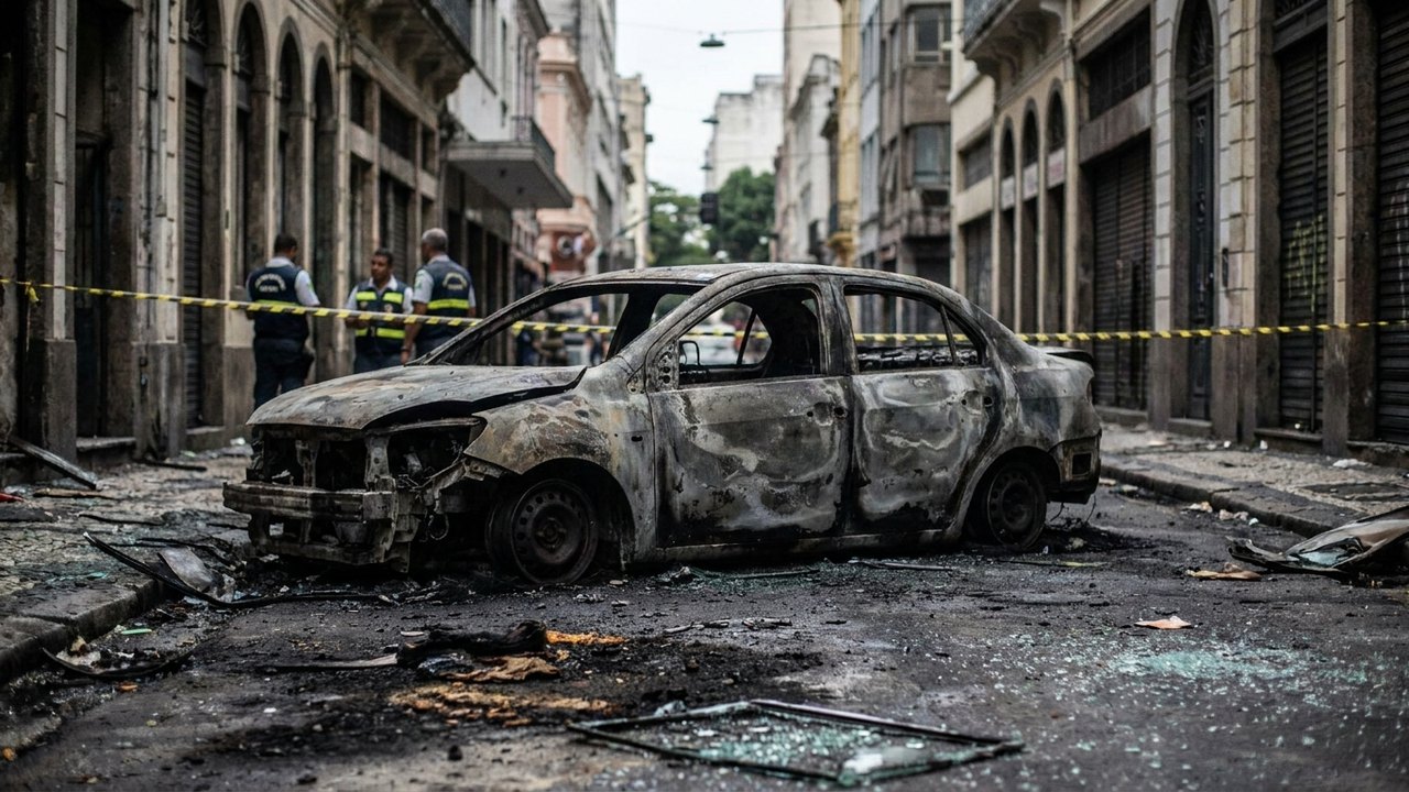 Carro explode no Centro do Rio