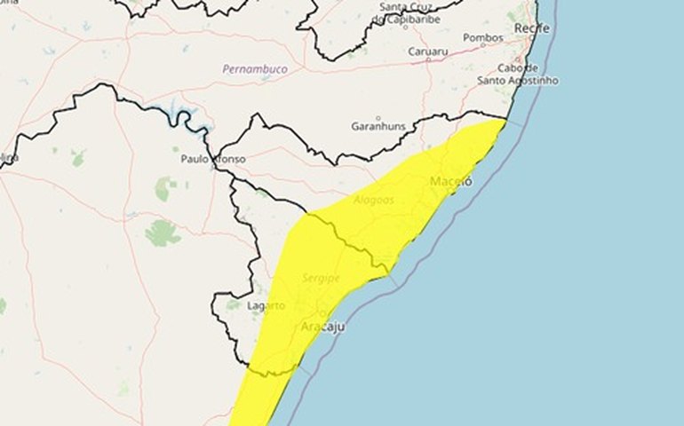 Inmet emite novo alerta de chuvas para Maceió e mais 62 municípios alagoanos até domingo