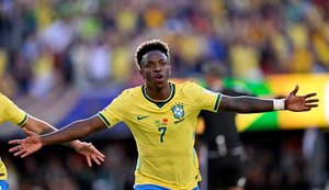 Vini Jr marcou o gol da seleção brasileira contra o Marrocos no último sábado - Foto: André Durão