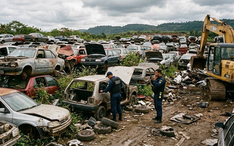 Agentes da Operação Desmonte encontram cemitério de automóveis em Itaboraí