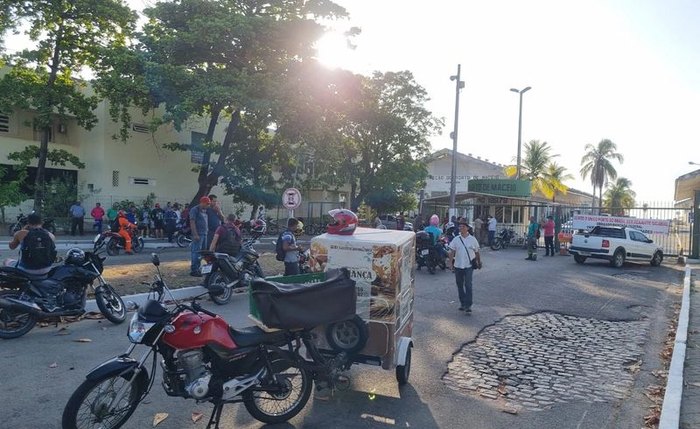 Trabalhadores durante protesto