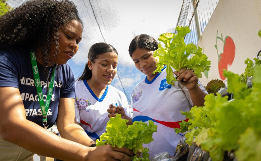 Parceria entre Seduc e Sedics leva horta hidropônica para escola estadual no Benedito Bentes