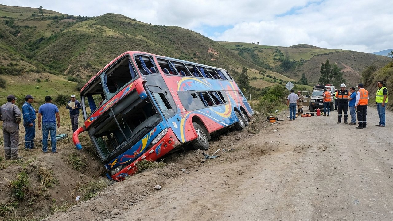 Ônibus improvisado de 2 andares artesanal tomba e deixa mais de 20 feridos no Equador