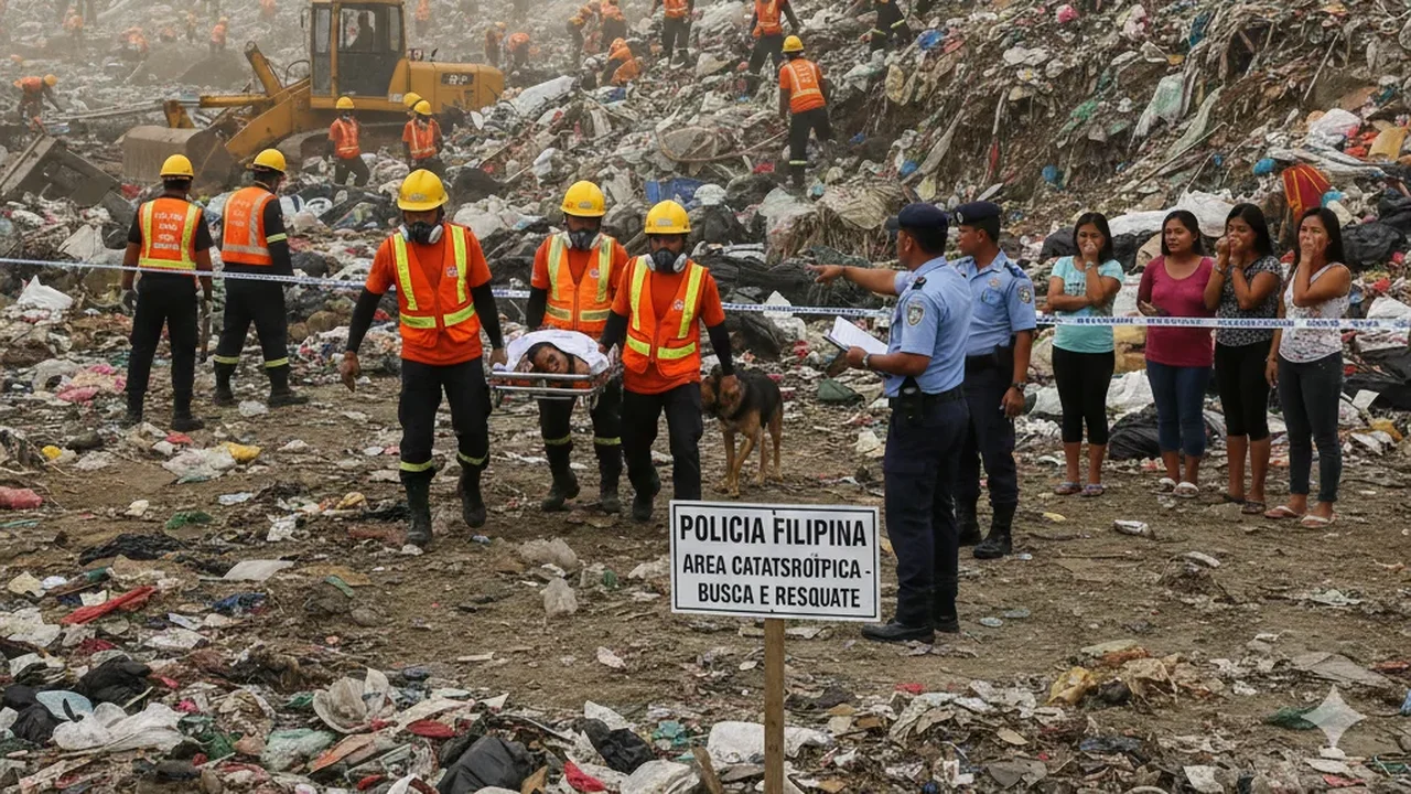 Desabamento de um aterro sanitário matou uma pessoa e deixou pelo menos 27 desaparecidas, segundo a polícia filipina