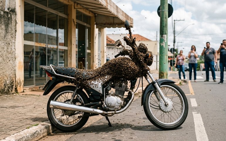 Motocicleta é coberta por enxame de abelhas e aciona vigilância em Botucatu (SP)