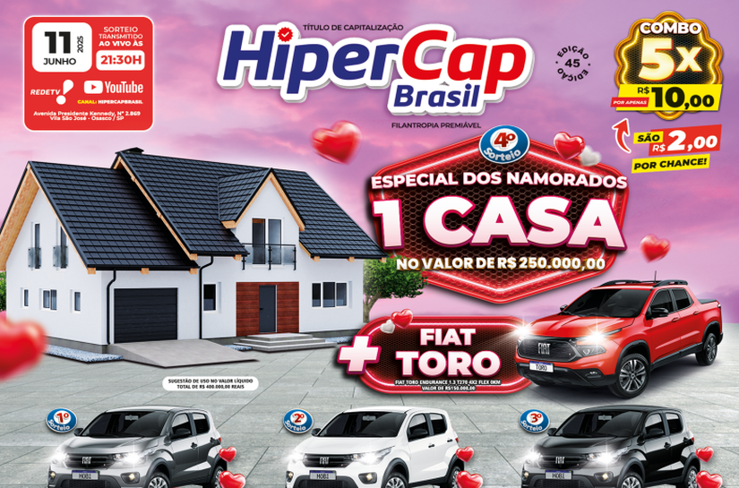 Amor, carro e casa nova? Com o HiperCap, esse Dia dos Namorados pode ser inesquecível!