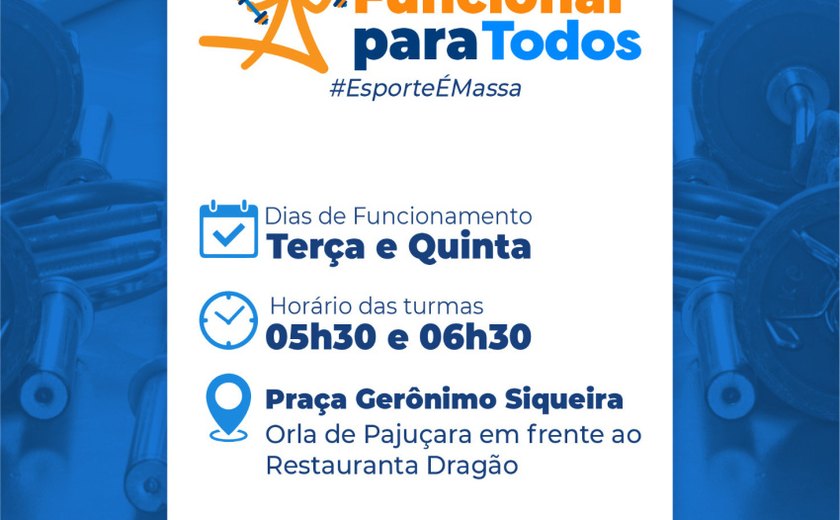 Prefeitura de Maceió promove treino funcional gratuito na orla de Pajuçara nesta terça-feira (7)