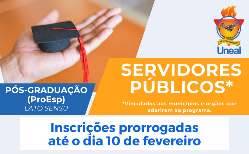 Inscrições para cursos de pós-graduação do Proesp da Uneal são prorrogadas