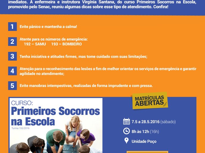 Primeiros Socorros na Escola é tema de curso no Senac Alagoas