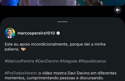 “Apoio incondicionalmente” Afirma presidente nacional do Republicanos em post sobre Davi Davino