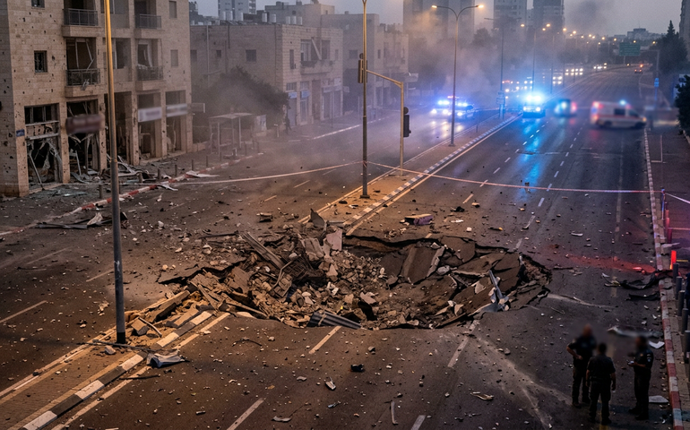 Vídeo mostra impacto de míssil iraniano em Tel Aviv