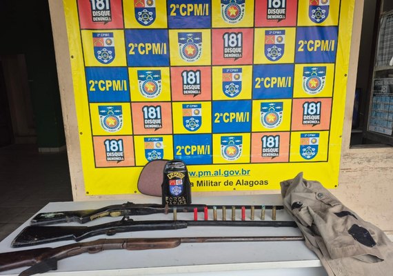 Polícia Militar apreende armas de fogo e munições em acampamento clandestino de caça