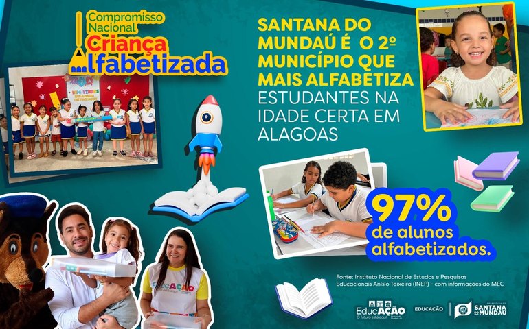 Santana do Mundaú é o 2º município de Alagoas que mais alfabetiza na idade certa