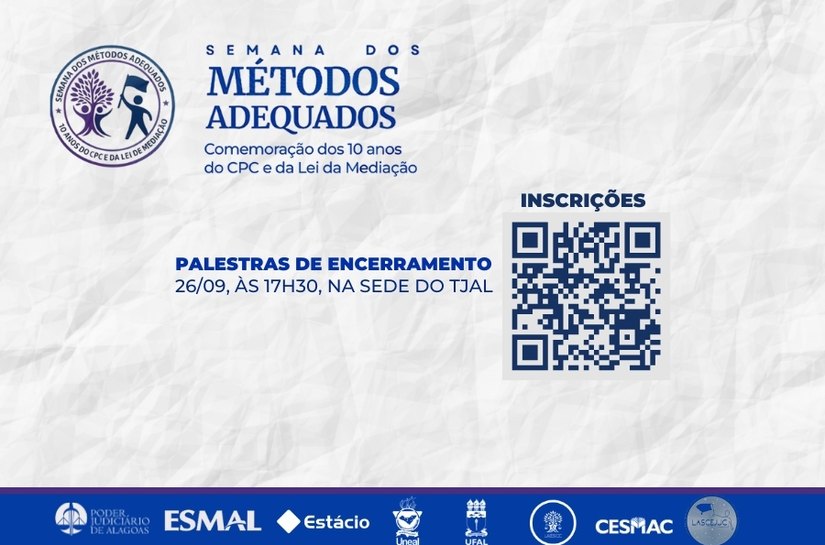 TJAL abre inscrições para encerramento da Semana dos Métodos Adequados