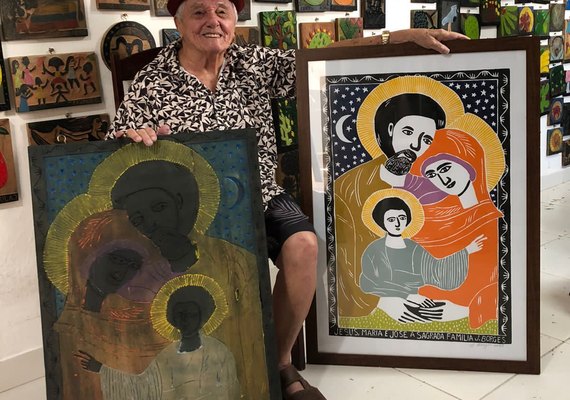 Artista pernambucano se emociona ao ver sua obra com o papa Francisco