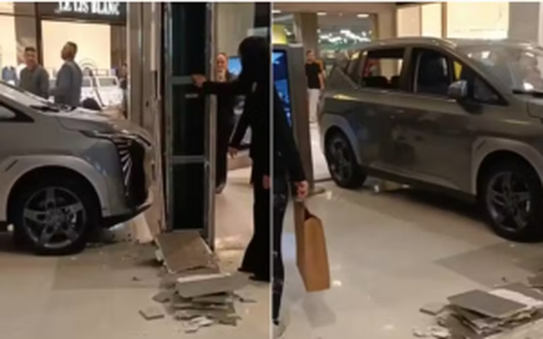 Carro de R$ 175 mil exposto em shopping de SP é ligado e bate contra loja