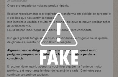É falso que uso prolongado de máscara de proteção causa intoxicação e tontura
