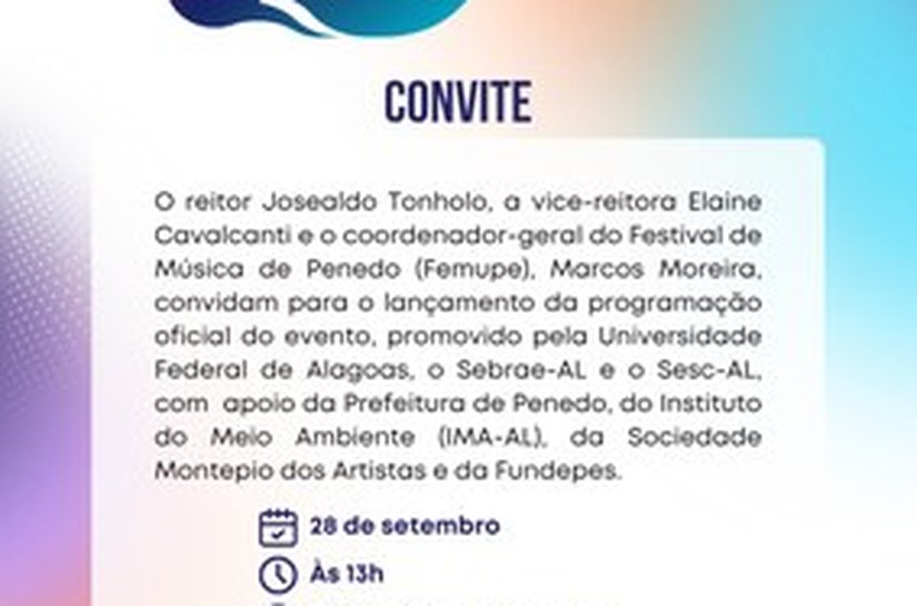 Ufal lança programação oficial do Festival de Música de Penedo 2026
