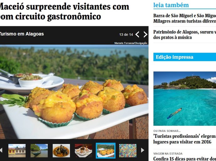 Maceió estampa capa do Caderno de Turismo da Folha de S. Paulo