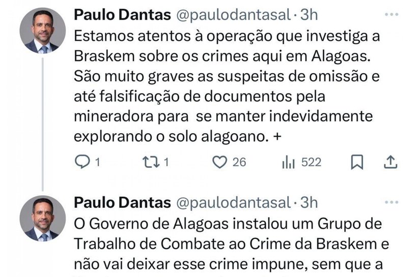 Paulo Dantas repercute resultados da operação contra Braskem