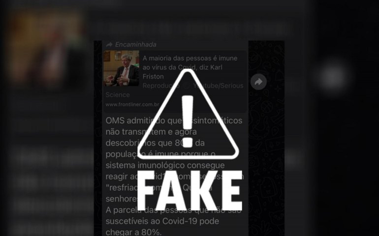 É falso que cientista tenha dito que 80% da população seria imune ao novo coronavírus