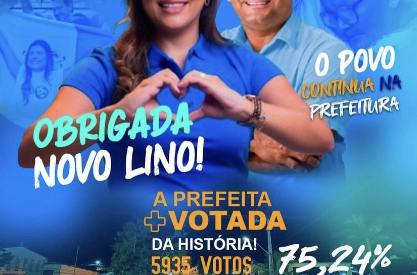 Marcela Gomes é reeleita prefeita de Novo Lino com votação três vezes maior que o adversário