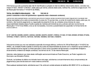 Prefeitura de Campestre tem dívida de mais de R$ 8 milhões com a Equatorial 