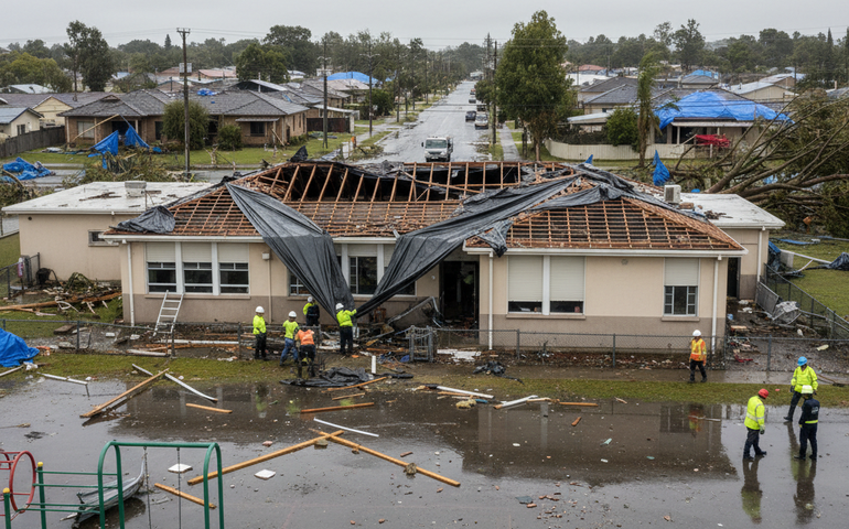 Tornado destrói escola e casas em Farroupilha, no RS, com ventos de mais de 100 km/h