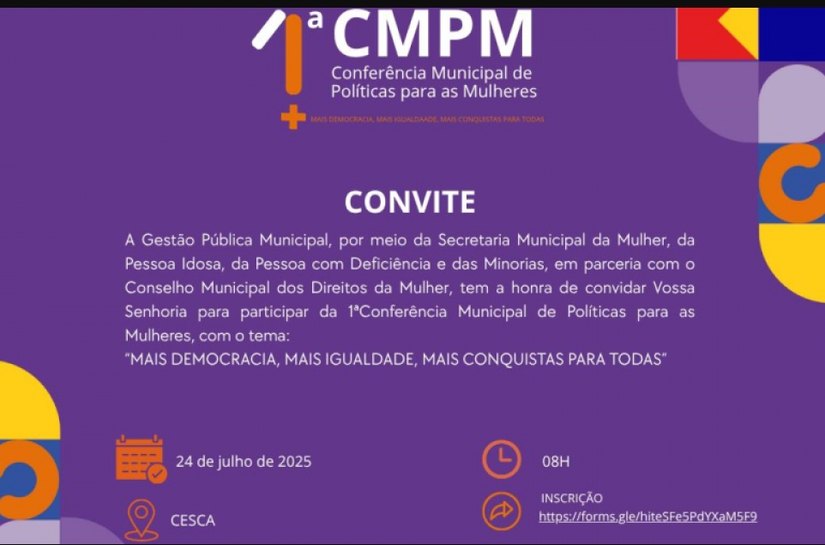 Conferência de Políticas Públicas para as Mulheres de Campo Alegre será realizada na próxima quinta (24)