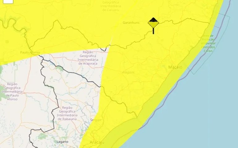 Inmet emite alerta de acumulado de chuva para 78 municípios de Alagoas