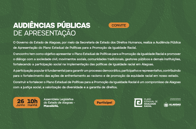 Governo de Alagoas apresenta Plano Estadual de Promoção da Igualdade Racial