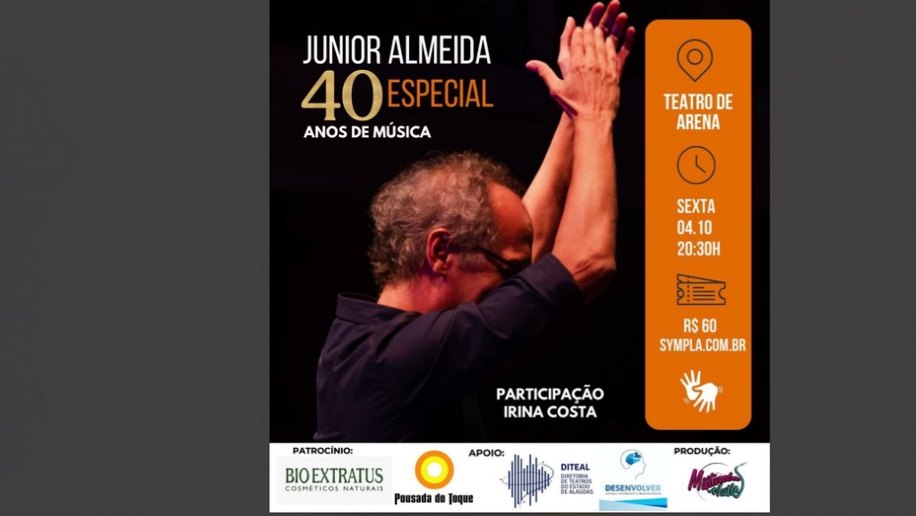 Junior Almeida comemora 40 anos de carreira com show no Teatro de Arena